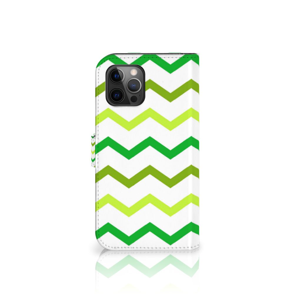 Apple iPhone 12 Pro Max Telefoon Hoesje Zigzag Groen