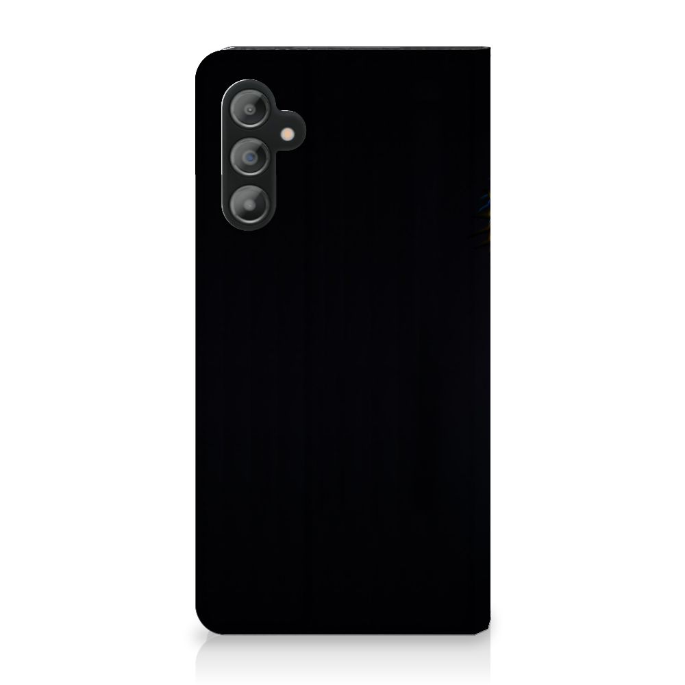 Samsung Galaxy A14 5G Hoesje maken Papegaai design op een zwart achtergrond