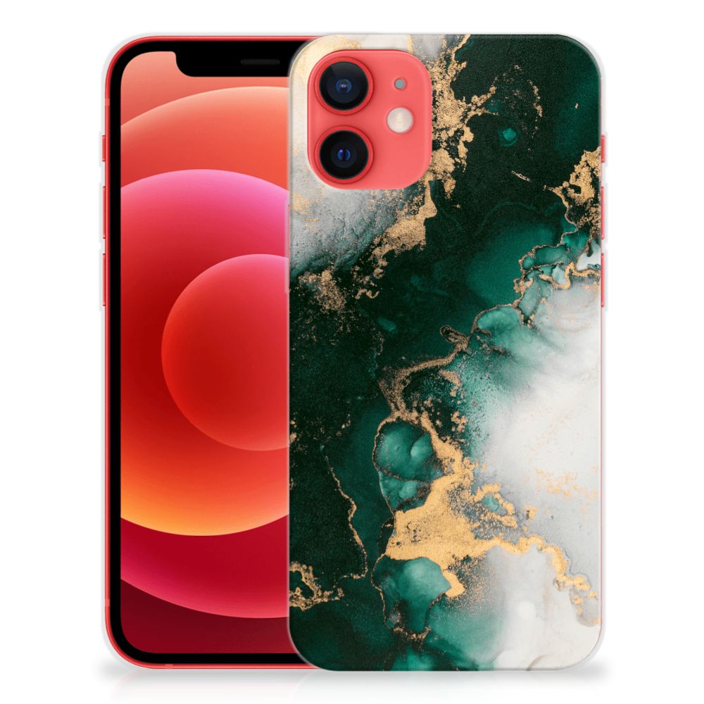 TPU Siliconen Hoesje voor iPhone 12 Mini Marmer Groen B2C Telecom