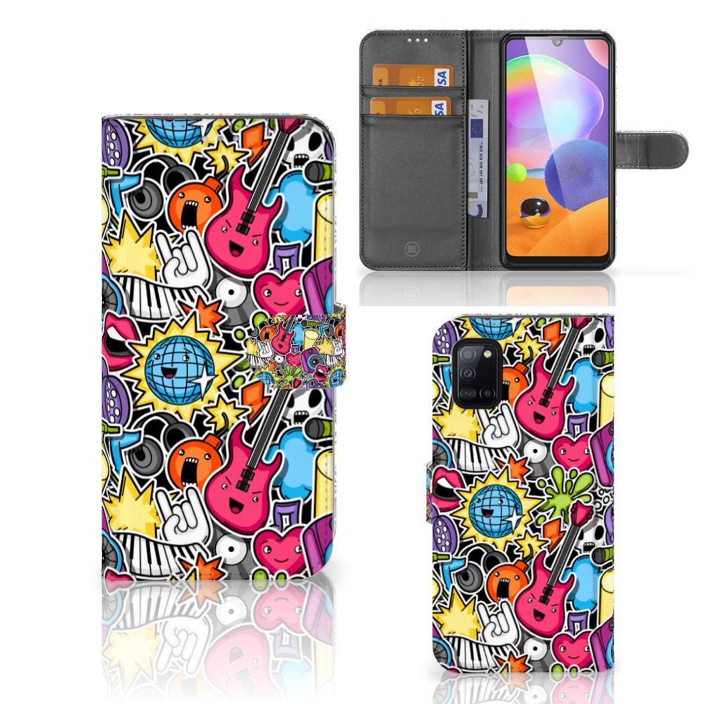 Samsung Galaxy A31 Wallet Case met Pasjes Punk Rock