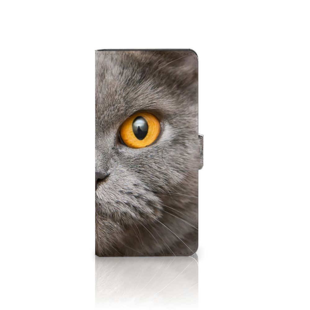 Telefoonhoesje met Pasjes Samsung Galaxy S24 Ultra Britse Korthaar met impressieve kattenoogprint