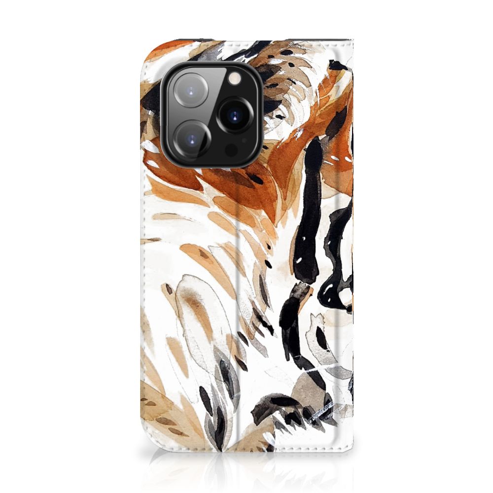 Bookcase iPhone 14 Pro Watercolor Tiger