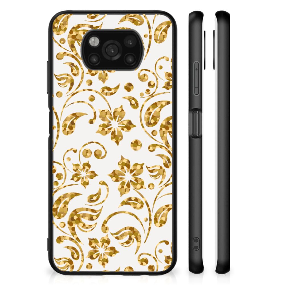 Xiaomi Poco X3 | X3 Pro Bloemen Hoesje Gouden Bloemen