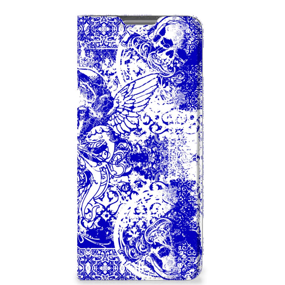 Mobiel BookCase Xiaomi 12 Pro Angel Skull Blauw