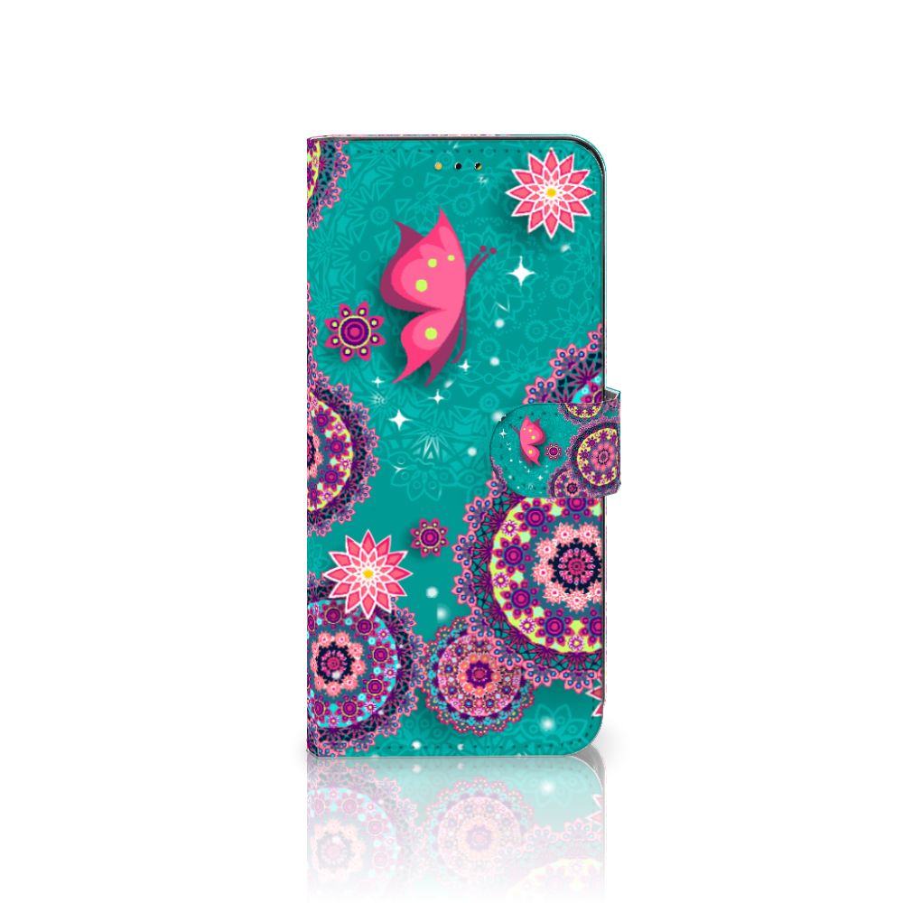 Samsung Galaxy A14 5G Hoesje Cirkels en Vlinders met kleurrijke patronen en vlinders.