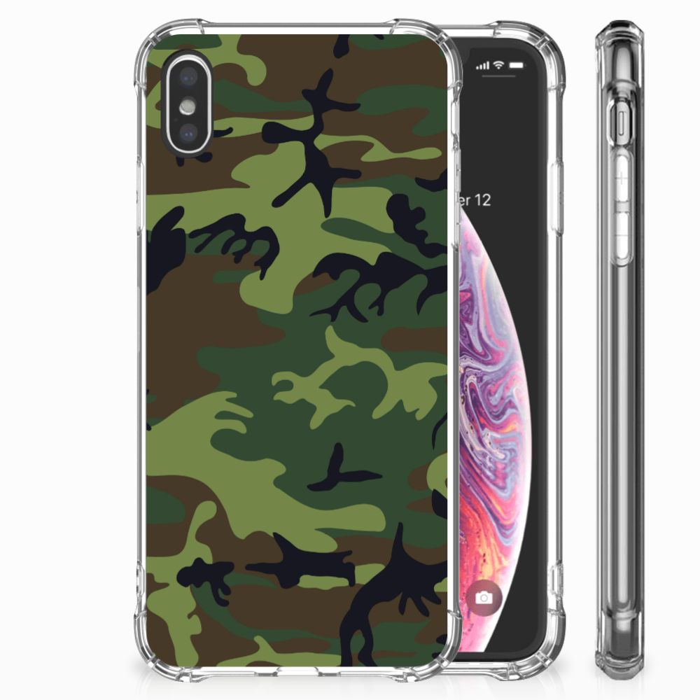 Apple iPhone Xs Max Doorzichtige Silicone Hoesje Army Dark