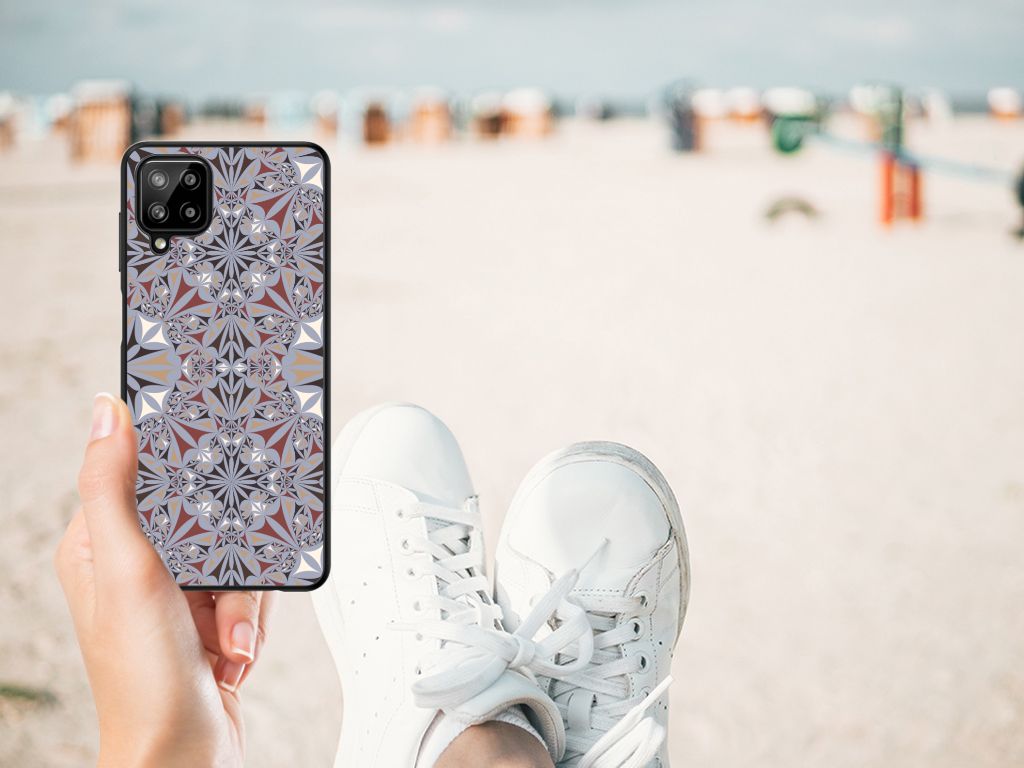 Samsung Galaxy A12 Marmeren Print Telefoonhoesje Flower Tiles B2C Telecom