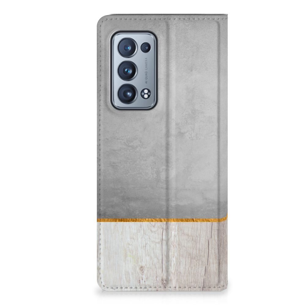 OPPO Reno 6 Pro Plus 5G Book Wallet Case Wood Concrete - B2C Telecom