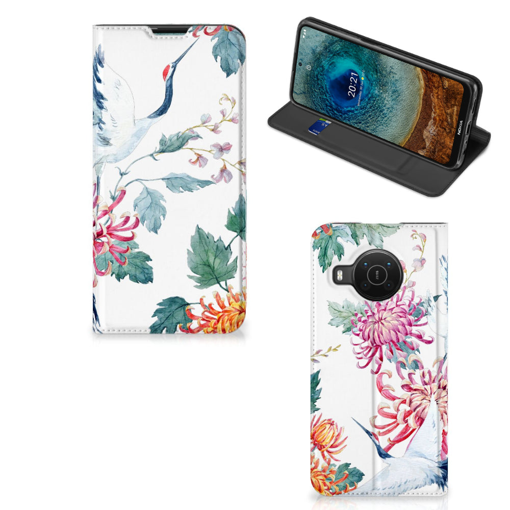 Nokia X20 | X10 Hoesje maken Bird Flowers