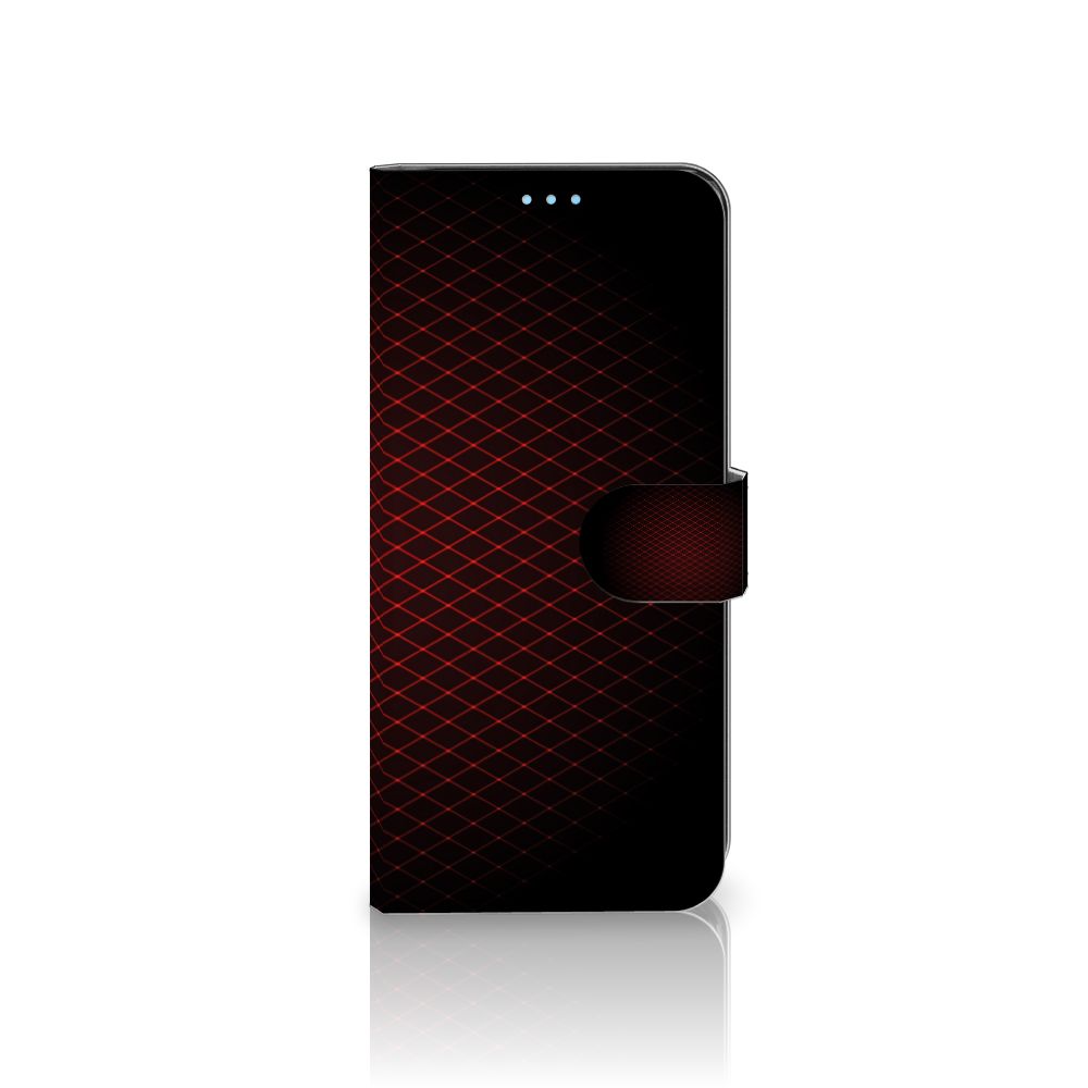OPPO A74 4G Telefoon Hoesje Geruit Rood met minimalistisch design en ruimte voor 3 pasjes
