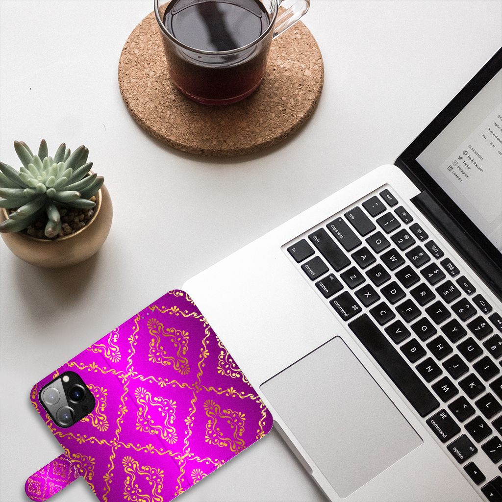 Wallet Case iPhone 14 Pro Barok Roze