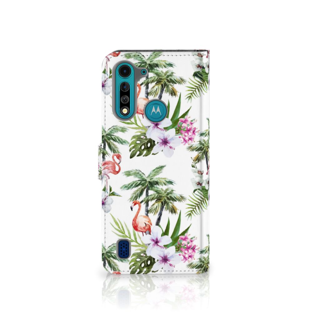 Motorola G8 Power Lite Telefoonhoesje met Pasjes Flamingo Palms