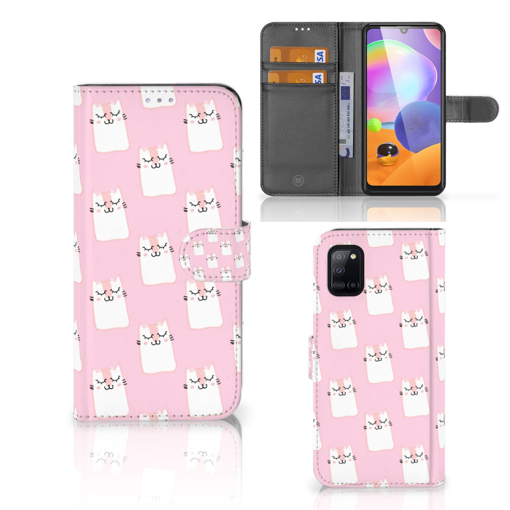 Samsung Galaxy A31 Telefoonhoesje met Pasjes Sleeping Cats