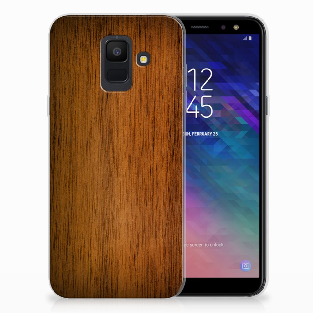 Samsung Galaxy A6 (2018) Bumper Hoesje Donker Hout