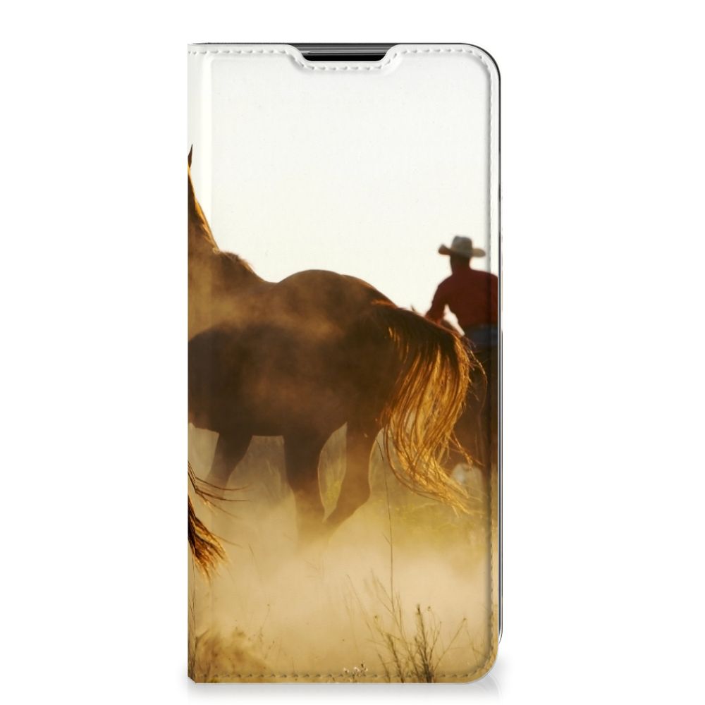 Samsung Galaxy A32 5G Hoesje maken Design Cowboy met paarden en cowboy in de achtergrond