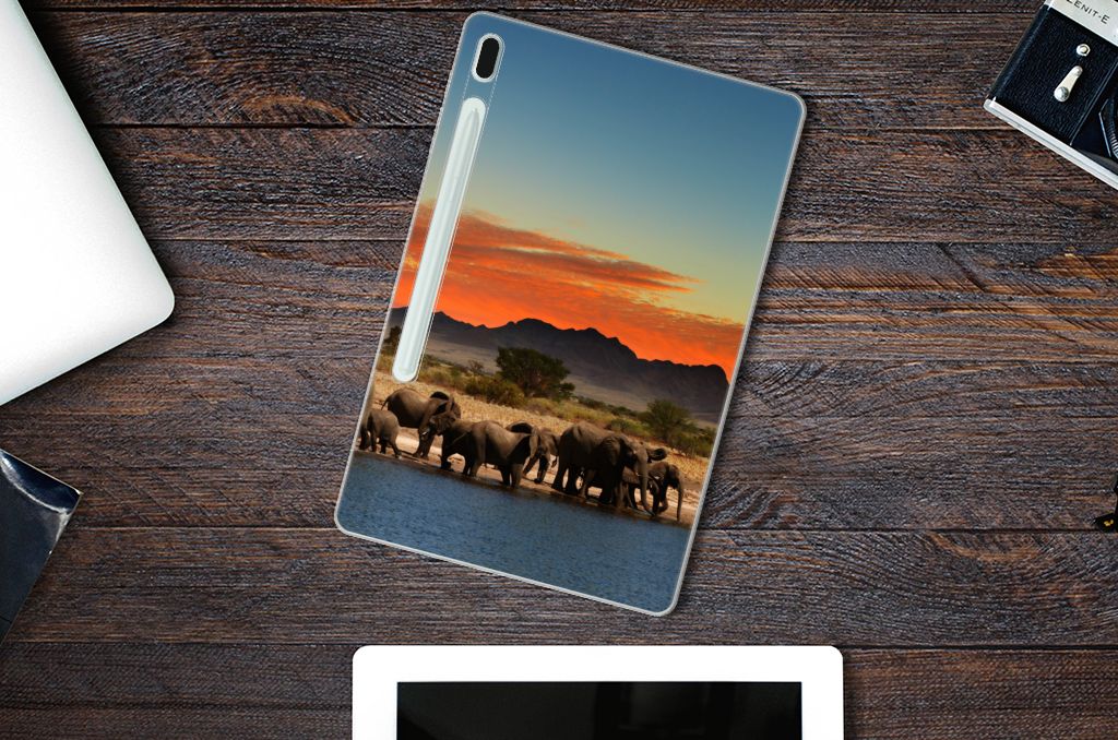 Samsung Galaxy Tab S7FE Back Case Olifanten - B2C Telecom