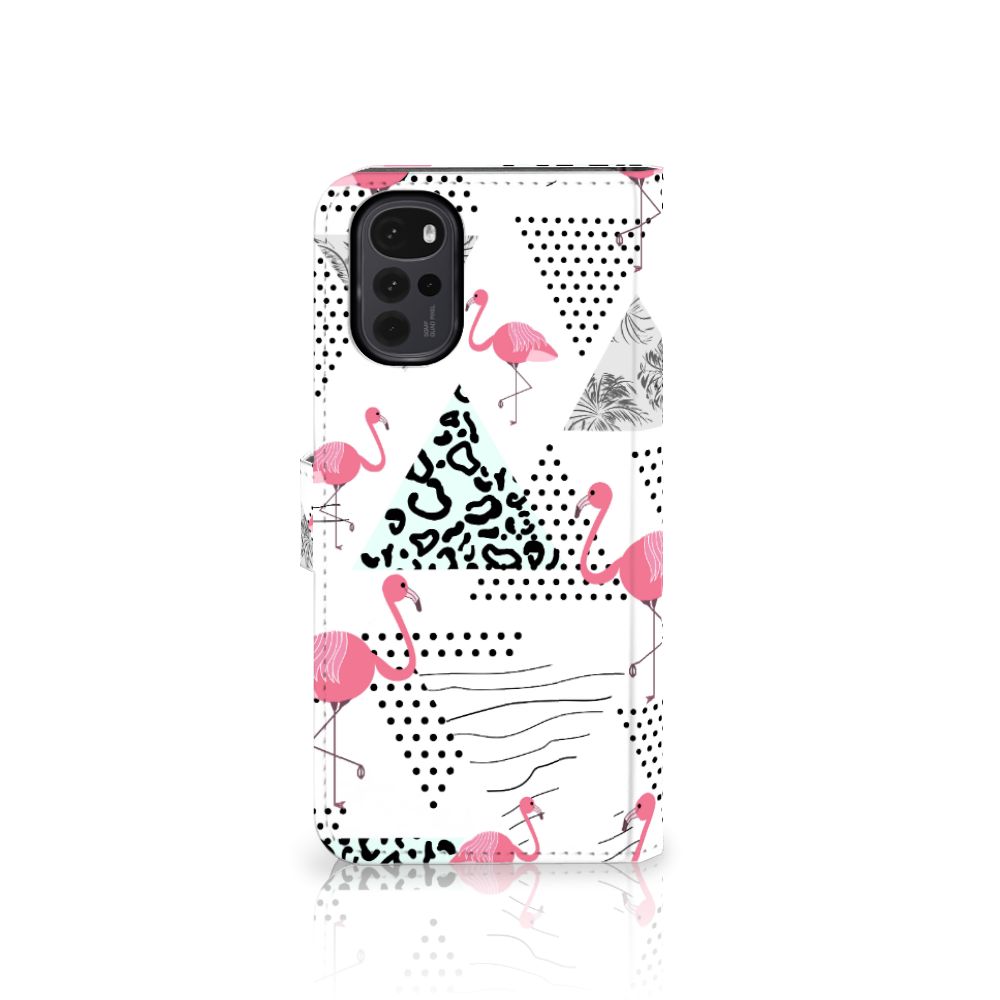 Motorola Moto G22 Telefoonhoesje met Pasjes Flamingo Triangle