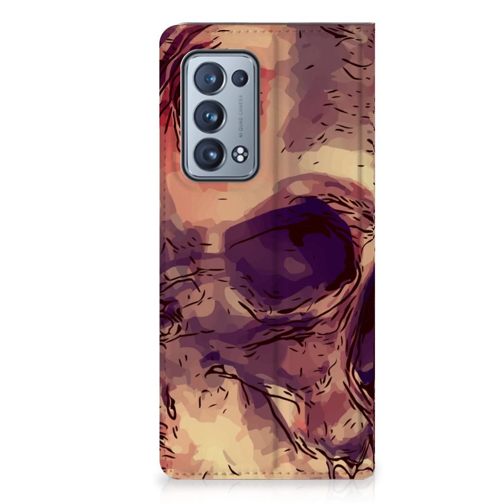 Mobiel BookCase OPPO Reno 6 Pro Plus 5G Skullhead - B2C Telecom
