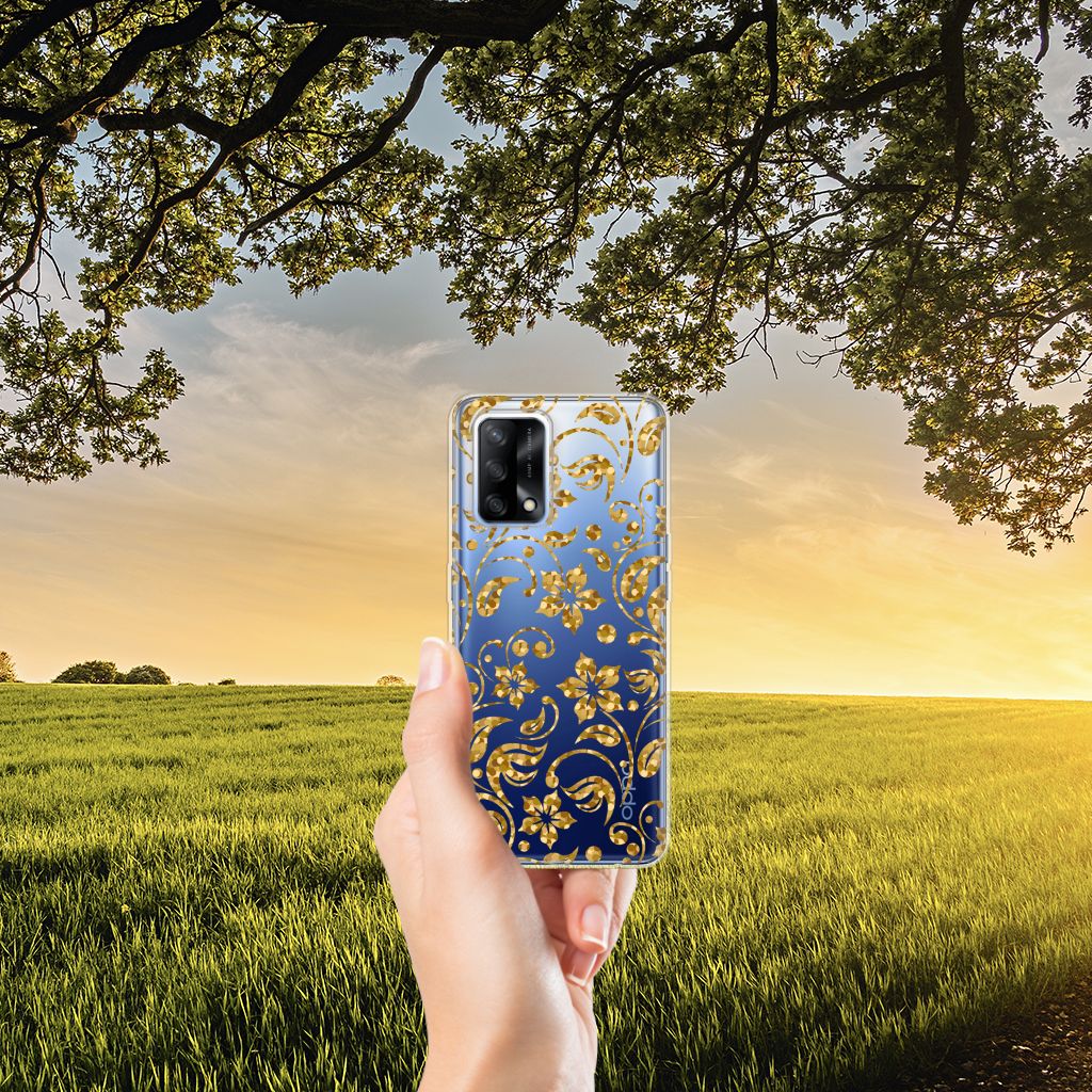 OPPO A74 4G TPU Case Gouden Bloemen B2C Telecom