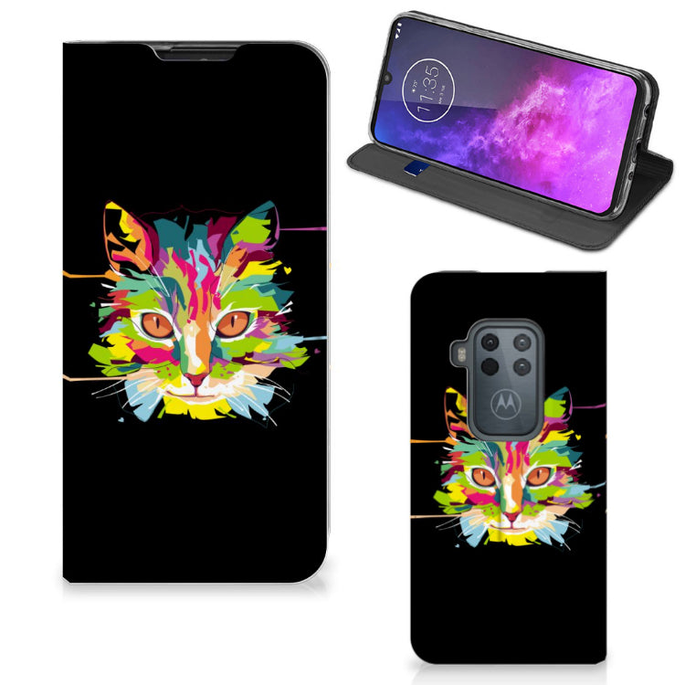 Motorola One Zoom Magnet Case Cat Color