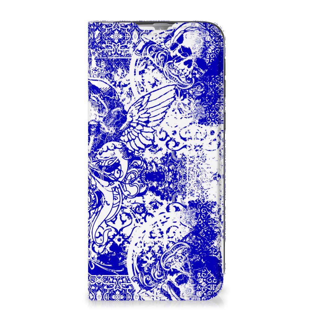 Mobiel BookCase Samsung Galaxy M31 Angel Skull Blauw - B2C Telecom