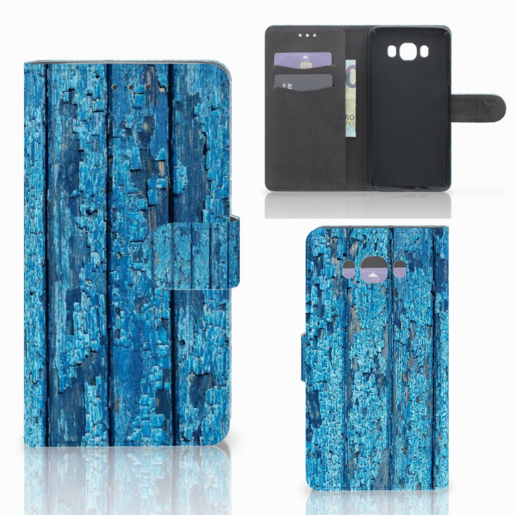 Samsung Galaxy J7 2016 Book Style Case Wood Blue