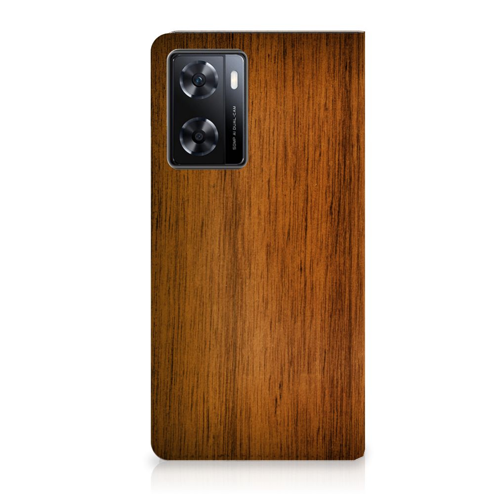 OPPO A57 | A57s | A77 4G Book Wallet Case Donker Hout - B2C Telecom