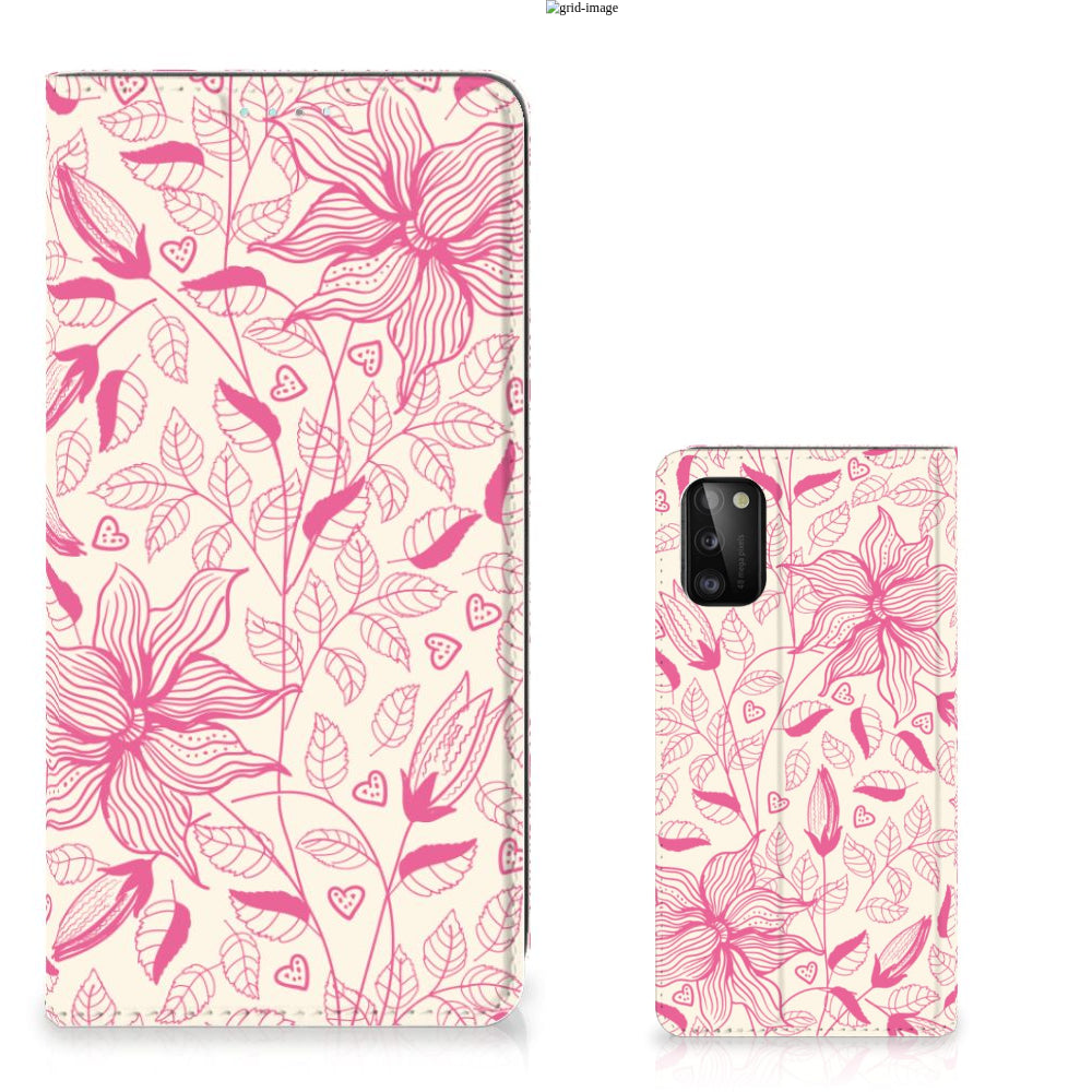 Samsung Galaxy A41 Smart Cover Pink Flowers