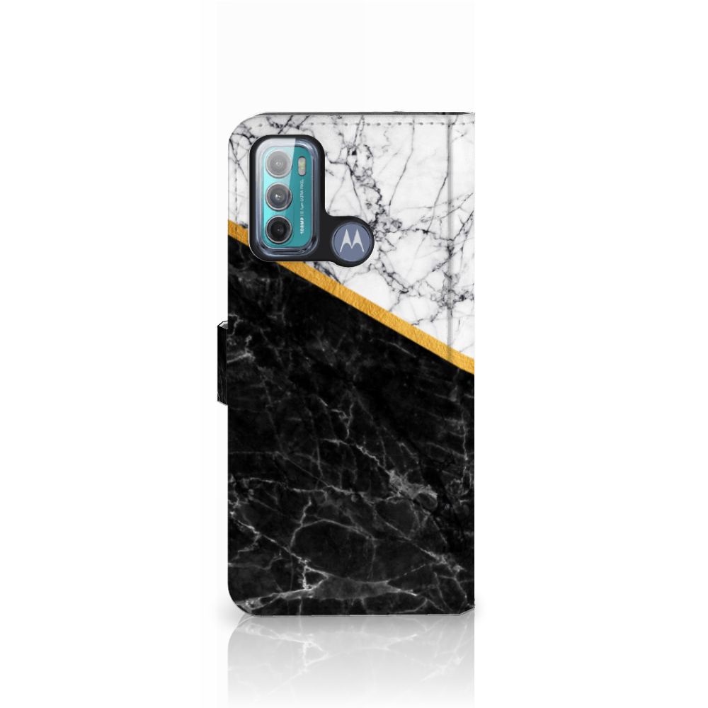 Motorola Moto G60 Bookcase Marmer Wit Zwart - Origineel Cadeau Man