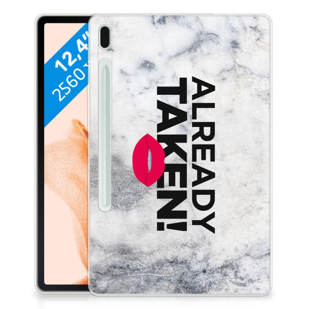 Samsung Galaxy Tab S7FE Back cover met naam Already Taken White - B2C Telecom