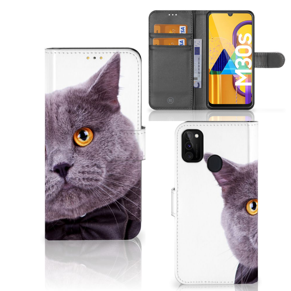 Samsung Galaxy M21 | M30s Telefoonhoesje met Pasjes Kat