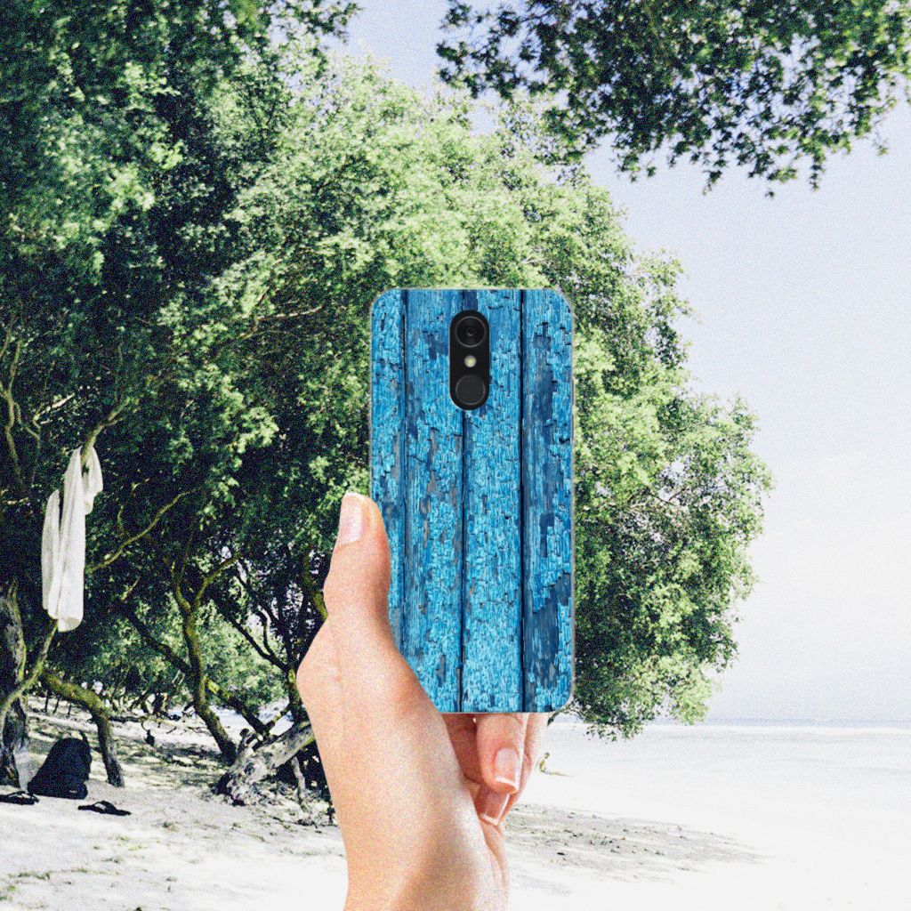 LG Q7 Bumper Hoesje Wood Blue