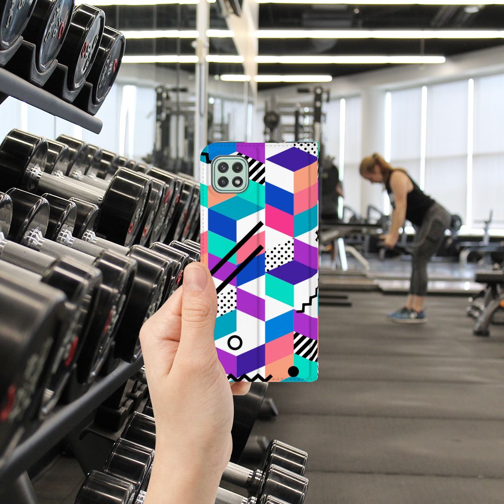 Samsung Galaxy A22 5G Stand Case Blokken Kleurrijk - B2C Telecom