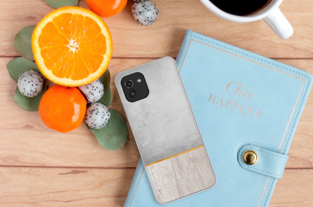 Samsung Galaxy A03 Bumper Hoesje Wood Concrete B2C Telecom