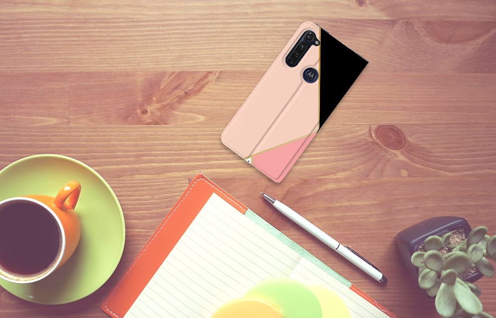 Motorola Moto G Pro Stand Case Zwart Roze Vormen - B2C Telecom