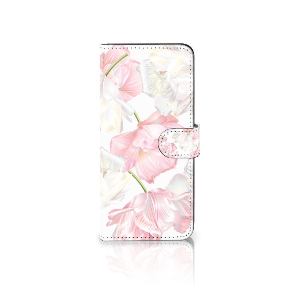 Samsung Galaxy A14 4G Hoesje Lovely Flowers met elegante witte en roze bloemen op een serene achtergrond.