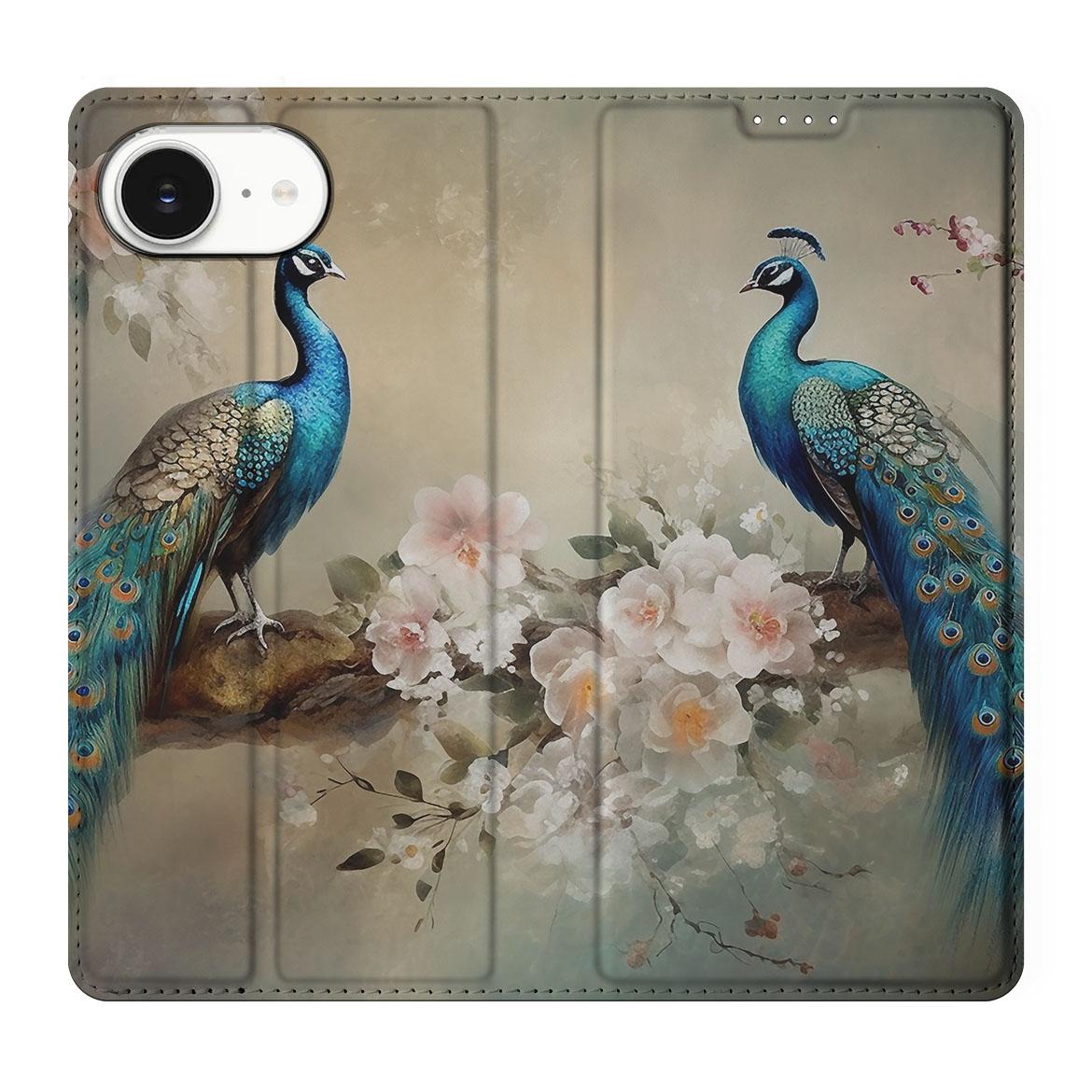 Hoesje maken voor Apple iPhone 16e Vintage Pauwen - Vintage Pauwen design - Afbeelding 2