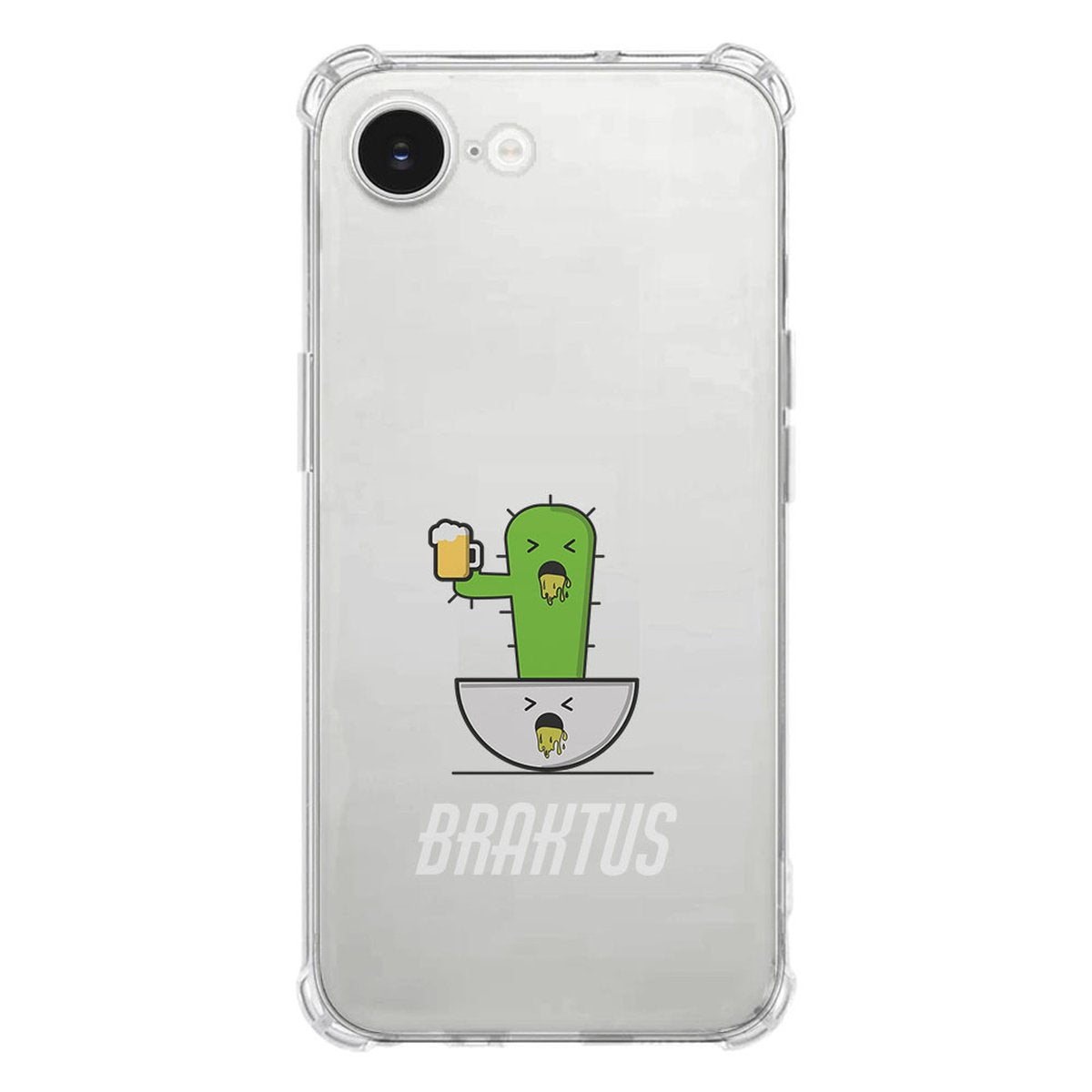 Apple iPhone 16e Hoesje - Braktus TPU Antishock met uniek cactusdesign en helder schokbestendig materiaal.