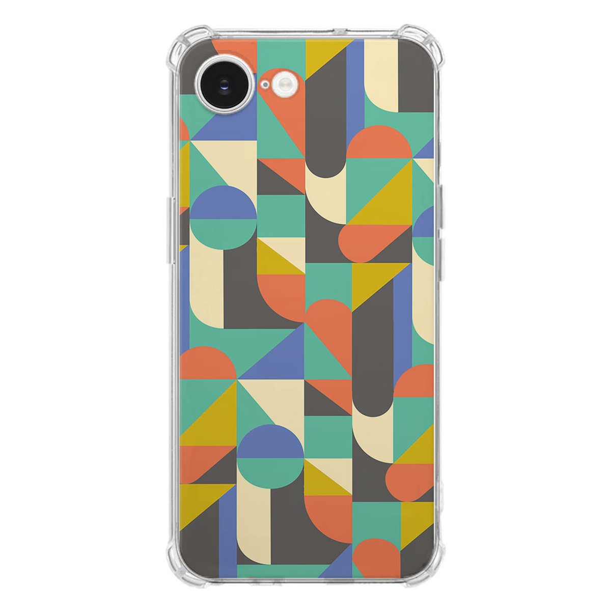 Apple iPhone 16e Hoesje - Funky Retro TPU Antishock met kleurrijk geometrisch patroon