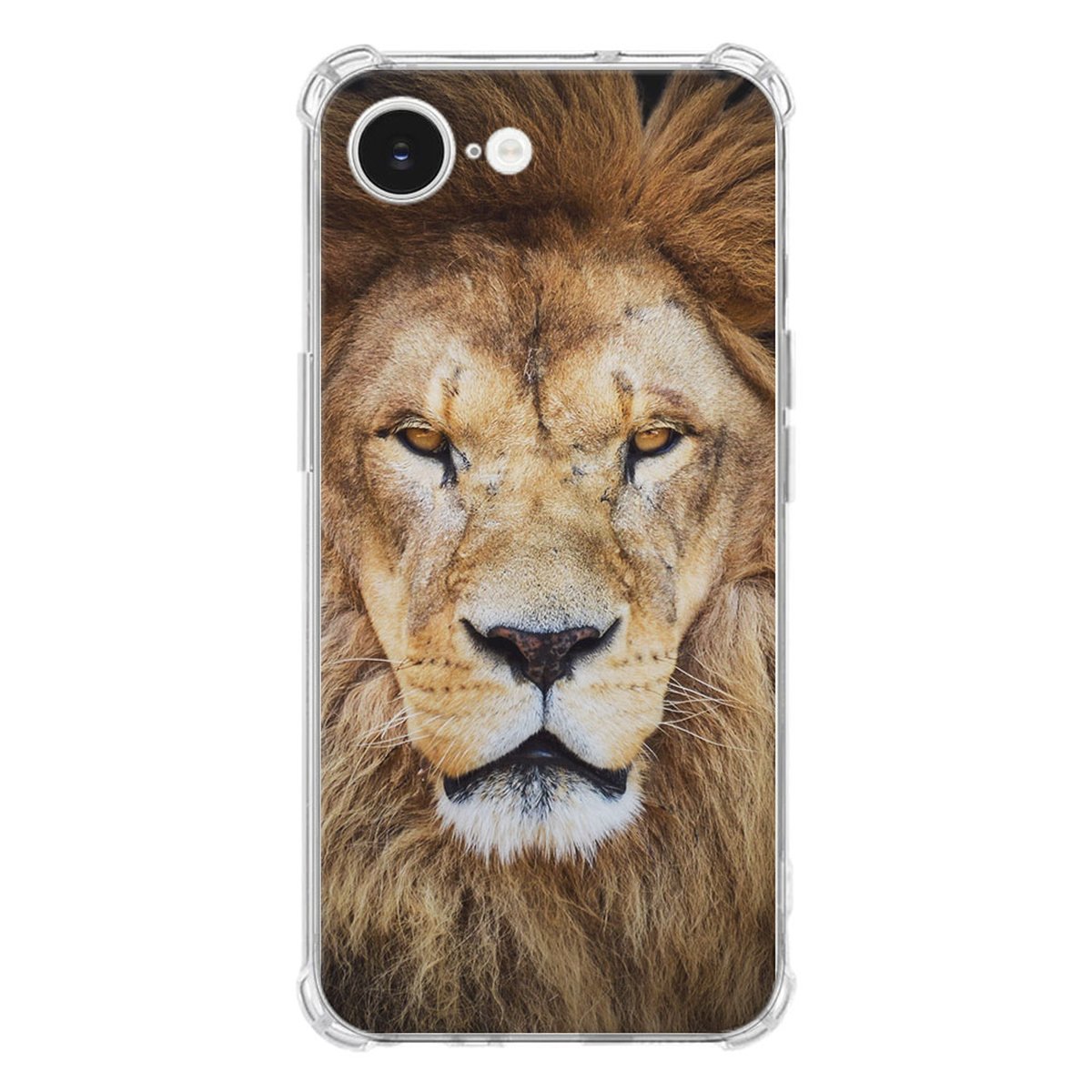 Apple iPhone 16e Hoesje - Leeuw TPU Antishock met levendig lion design op transparante achterkant