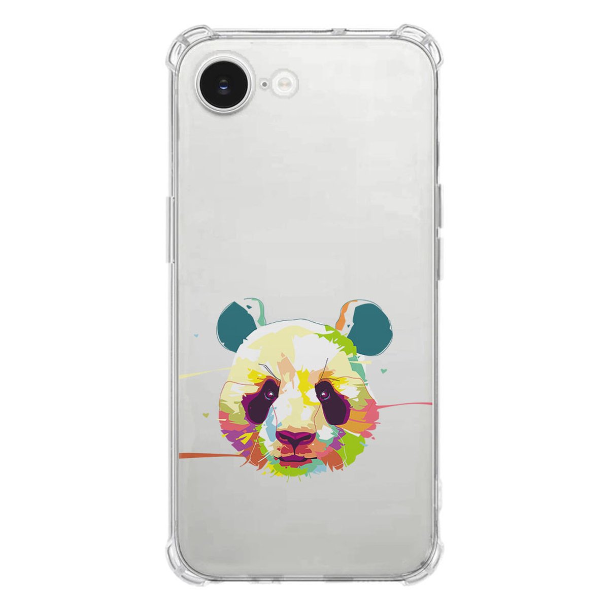 Apple iPhone 16e Hoesje - Panda Color TPU Antishock met kleurrijke panda-ontwerp en transparante randen.