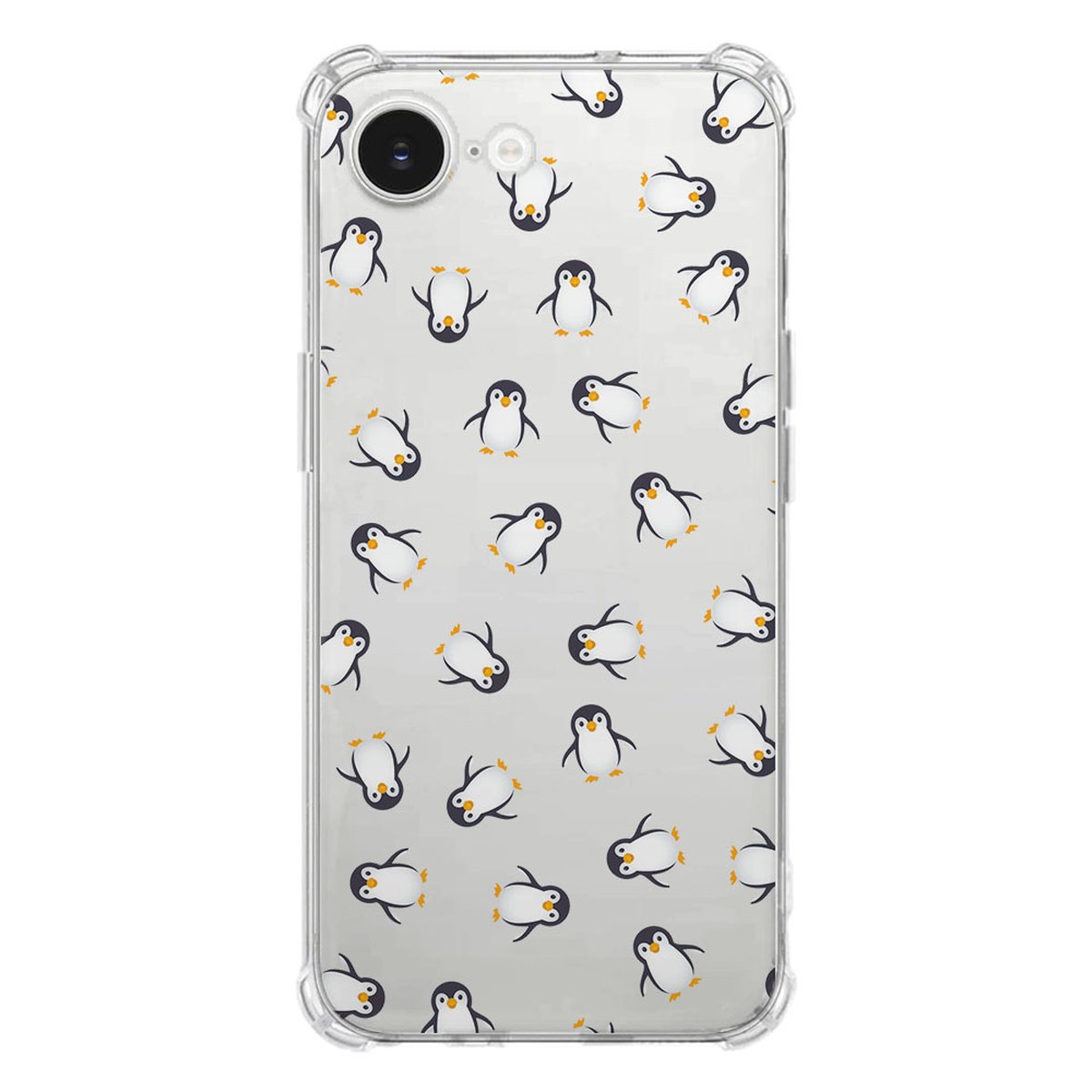 Apple iPhone 16e Hoesje - Pinguïn TPU Antishock met schattige pinguïn design op transparante achterkant.