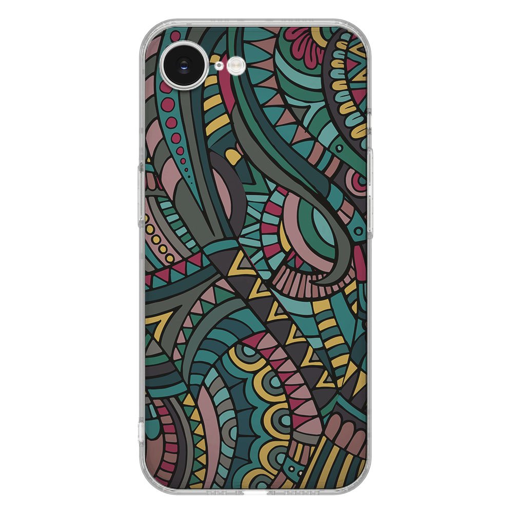 TPU Hoesje iPhone 16e - Aztec Backcover met kleurrijk en uniek Aztec design