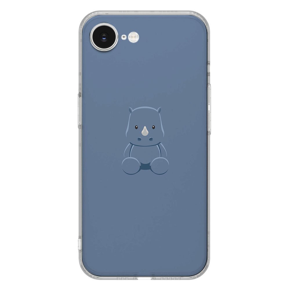 TPU Hoesje iPhone 16e - Baby Rhino Backcover met schattige baby rhino design op transparante case.