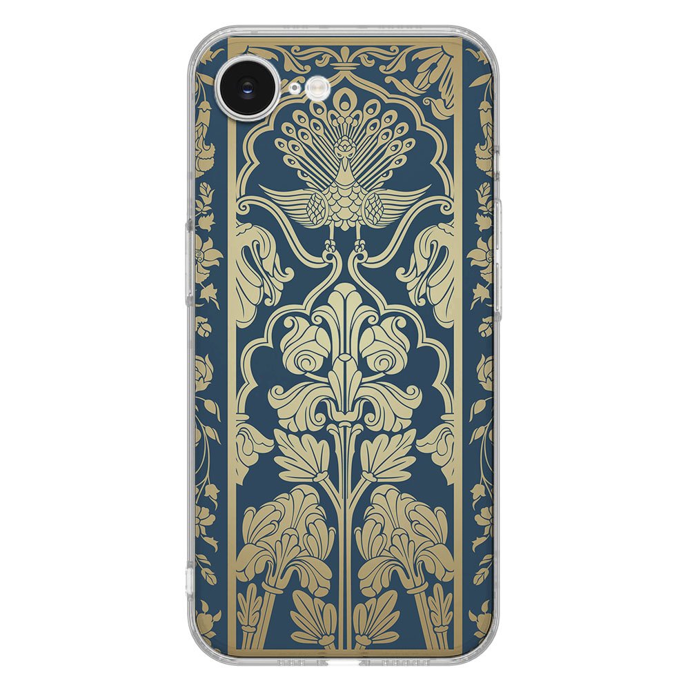 TPU Hoesje iPhone 16e - Beige Flowers Backcover met prachtig design van bloemen en een pauw