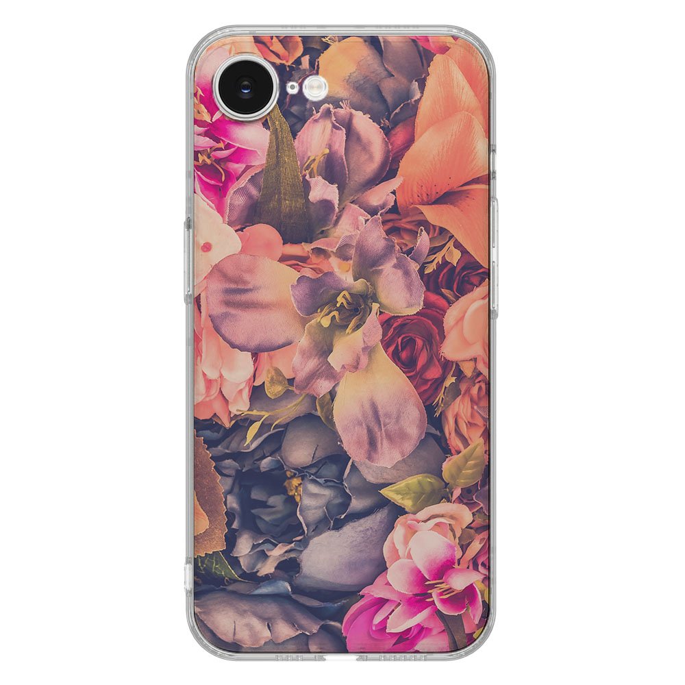 TPU Hoesje iPhone 16e - Bosje Bloemen Backcover met kleurrijke bloemenprint op een transparante case.