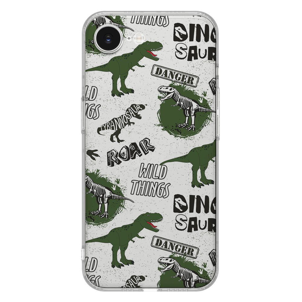 TPU Hoesje iPhone 16e - Dinosaurus Backcover met speelse dinosaurus en tekstontwerpen.
