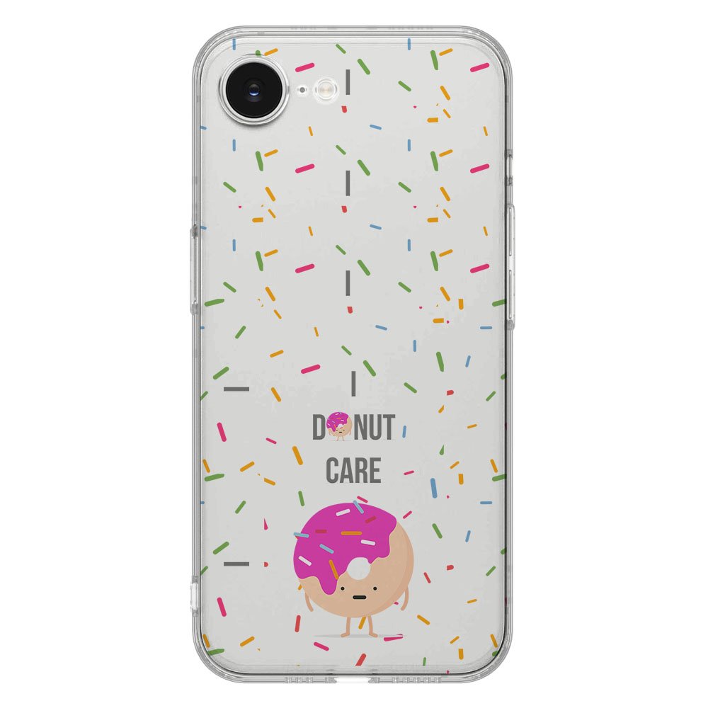 TPU Hoesje iPhone 16e - Hoesje Donut Roze Backcover met vrolijke donut en confetti ontwerp.