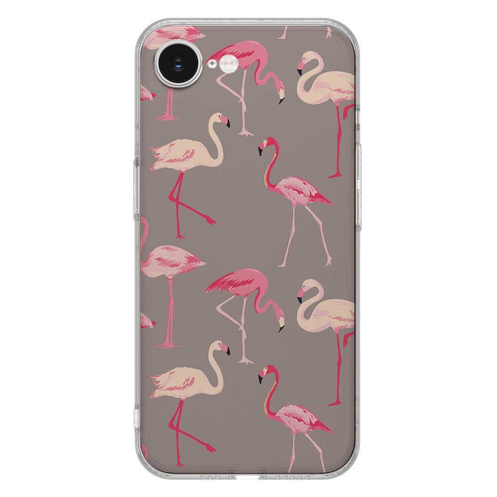 TPU Hoesje iPhone 16e - Flamingo Backcover met vrolijk flamingo design op zachte achtergrond.