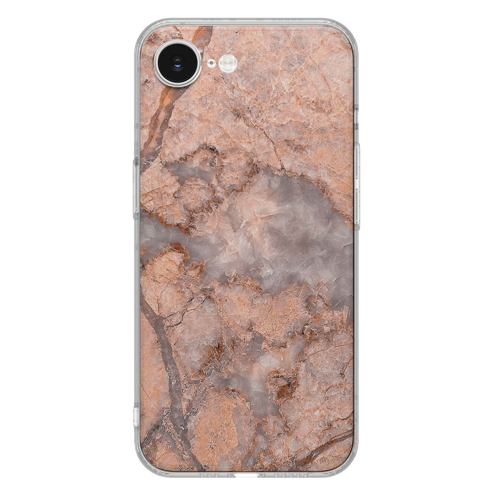 TPU Hoesje iPhone 16e - Marmer Oranje Backcover met uniek marmerdesign en optimale bescherming.